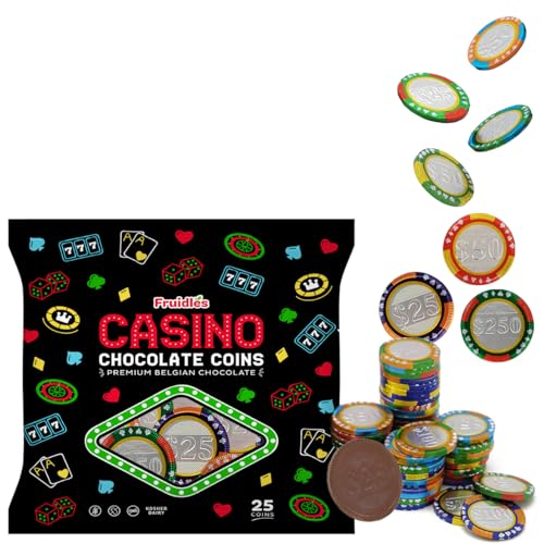 Fruidles Casino Poker Chips, Belgian Milk Chocolate Coins, Kosher Certified Dairy, Non GMO (25-Pack)